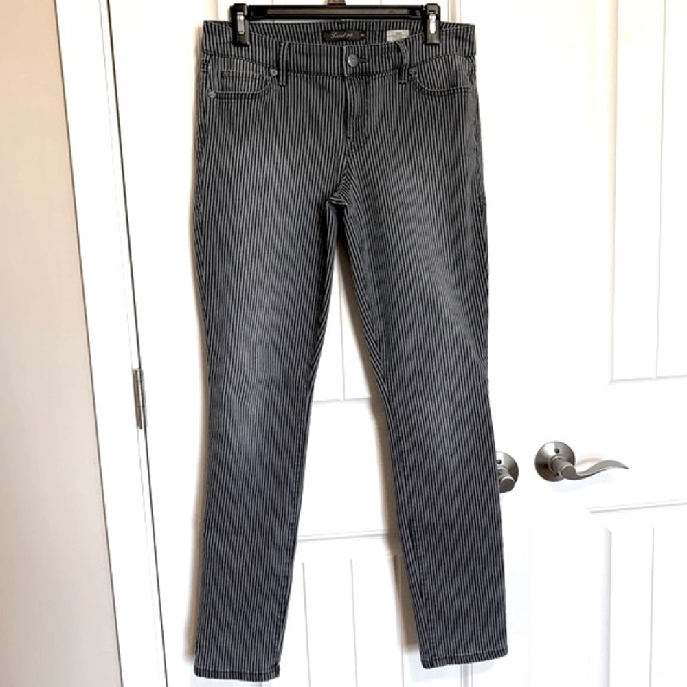 Level 99 Liza Skinny Denim Jeans Blue Gray Pinstripes Size 30